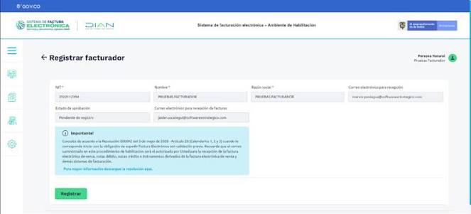 Módulo de facturación electrónica DIAN en un sistema de gestión empresarial colombiano